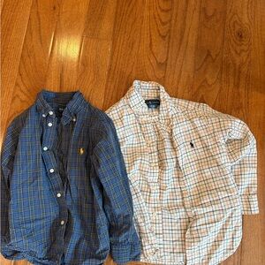 Ralph Lauren Kids Plaid Button Down Shirts - Blue and Cream